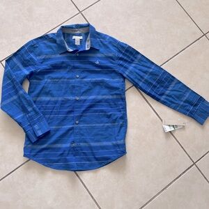 Blue stripe buttoned long sleeve shirt